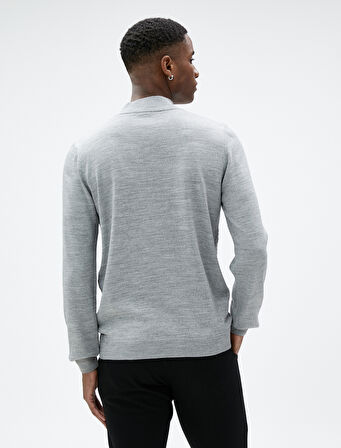 Yarım Balıkçı Yaka Kazak Triko Dokulu Dar Kesim Uzun Kollu