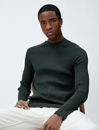 Triko Kazak Dokulu Bisiklet Yaka Dar Kesim