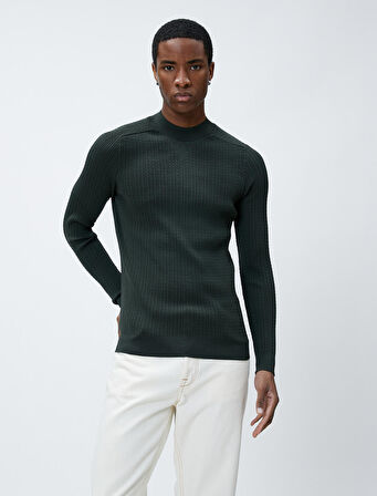 Triko Kazak Dokulu Bisiklet Yaka Dar Kesim