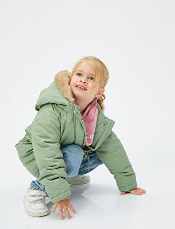 Kapşonlu Kaban Peluş Astarlı Beli Lastikli Cepli Rüzgar Kapaklı