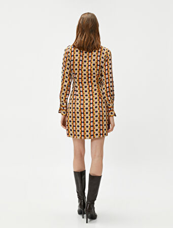 Melis Ağazat X Koton - Gömlek Yaka Saten Mini Elbise