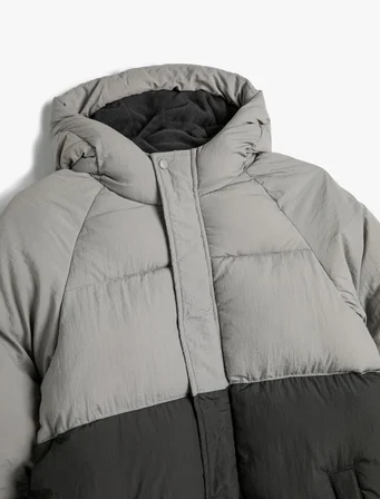 Şişme Mont Kapüşonlu Peluş Astarlı Cepli