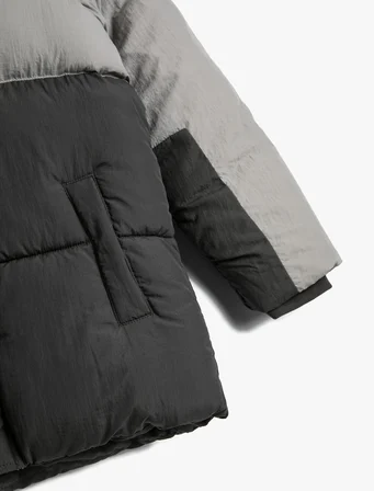 Şişme Mont Kapüşonlu Peluş Astarlı Cepli