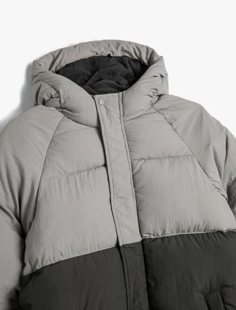 Şişme Mont Kapüşonlu Peluş Astarlı Cepli