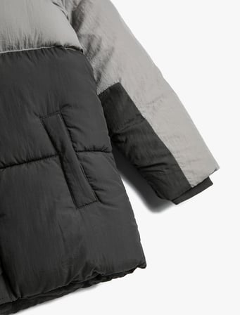 Şişme Mont Kapüşonlu Peluş Astarlı Cepli