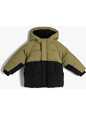 Koton Şişme Mont Kapüşonlu Peluş Astarlı Cepli