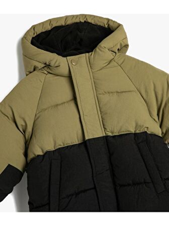 Koton Şişme Mont Kapüşonlu Peluş Astarlı Cepli