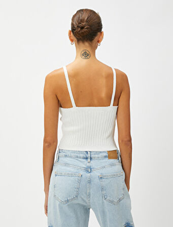 Crop Triko Atlet Askılı V Yaka