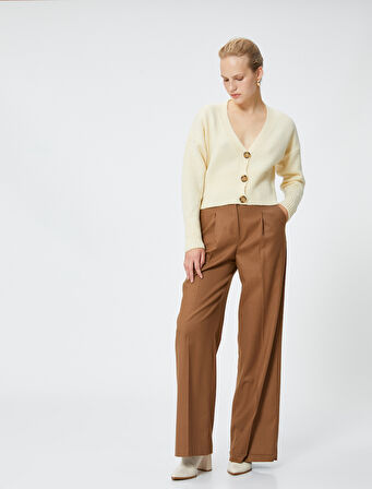 Crop Hırka Düğmeli V Yaka