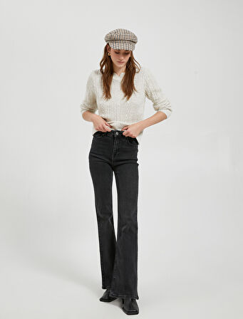 Örgü Motifli Kazak Uzun Kollu Kaşmir Dokulu