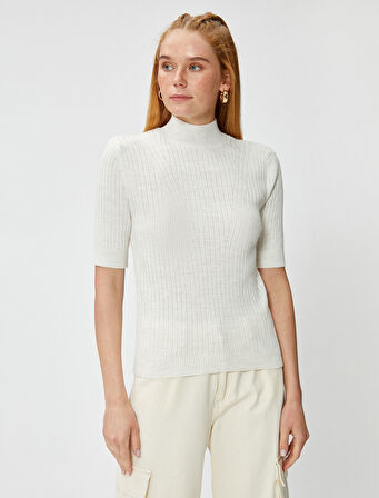 Yarım Balıkçı Yaka Kazak Kısa Kollu Triko