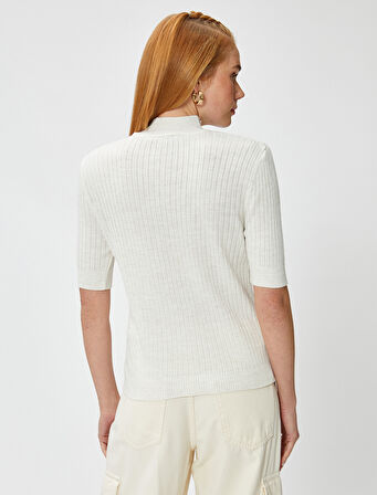 Yarım Balıkçı Yaka Kazak Kısa Kollu Triko