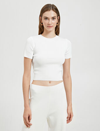 Crop Triko Kazak Kısa Kollu