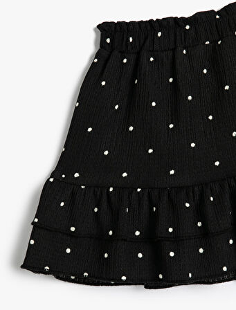 Mini Etek Puantiyeli Beli Lastikli Astarlı Pamuklu