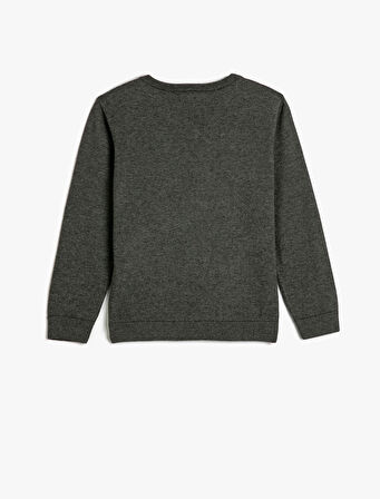 Basic Kazak V Yaka Uzun Kollu Pamuklu