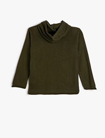 Kapşonlu Kazak Uzun Kollu Kanguru Cepli