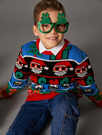 Yılbaşı Kazağı Uzun Kollu Bisiklet Yaka 