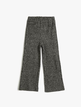 Geniş Paça Pantolon Yumuşak Dokulu Ribanalı Beli Lastikli 