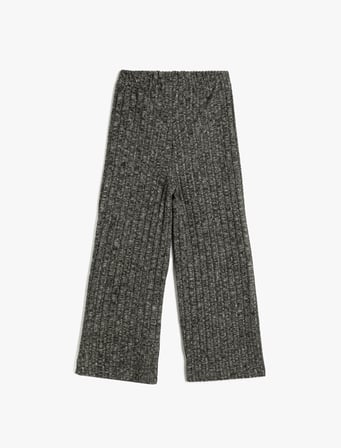 Geniş Paça Pantolon Yumuşak Dokulu Ribanalı Beli Lastikli 