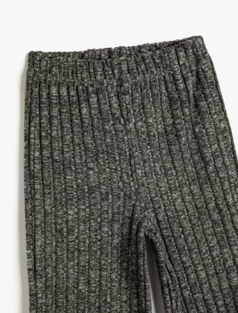 Geniş Paça Pantolon Yumuşak Dokulu Ribanalı Beli Lastikli 