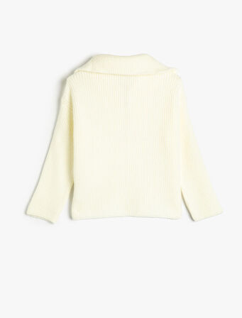 Kazak Uzun Kollu Dik Yaka Yarım Fermuar Yumuşak Dokulu