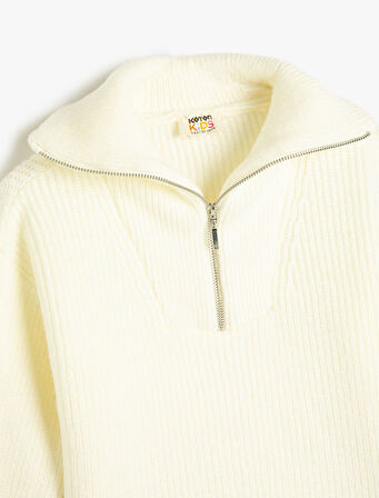 Kazak Uzun Kollu Dik Yaka Yarım Fermuar Yumuşak Dokulu