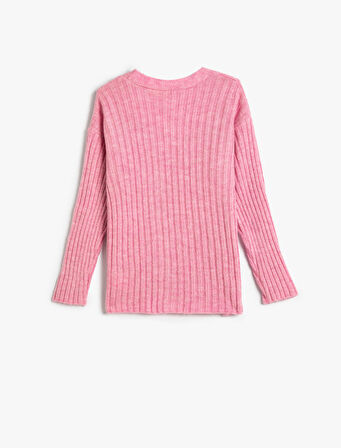 Hırka Triko Yumuşak Dokulu V Yaka Düğmeli Uzun Kollu