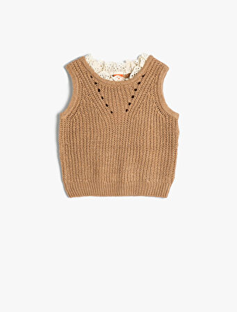 Örgü Süveter Yuvarlak Yaka Kolsuz 