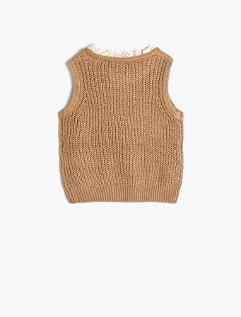 Örgü Süveter Yuvarlak Yaka Kolsuz 