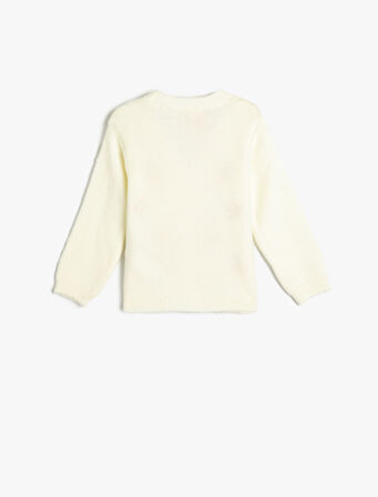 Hırka V Yaka Çiçek Desenli Uzun Kollu