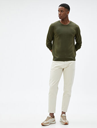 Basic Triko Kazak Bisiklet Yaka Dar Kesim Uzun Kollu