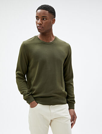 Basic Triko Kazak Bisiklet Yaka Dar Kesim Uzun Kollu