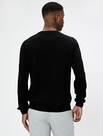 Basic Triko Kazak Bisiklet Yaka Dar Kesim Uzun Kollu