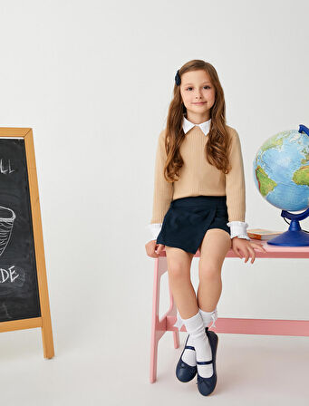 Basic Triko Kazak Yuvarlak Yaka Kaşkorse Uzun Kollu