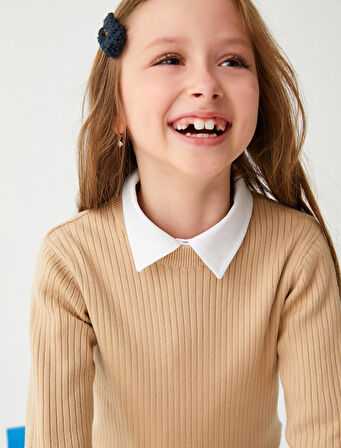 Basic Triko Kazak Yuvarlak Yaka Kaşkorse Uzun Kollu