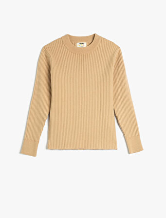 Basic Triko Kazak Yuvarlak Yaka Kaşkorse Uzun Kollu