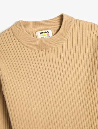 Basic Triko Kazak Yuvarlak Yaka Kaşkorse Uzun Kollu