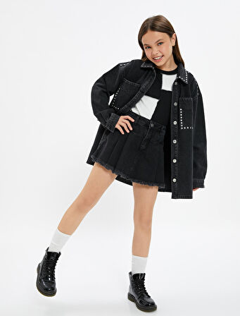 Kot Etek Pileli Mini Pamuklu