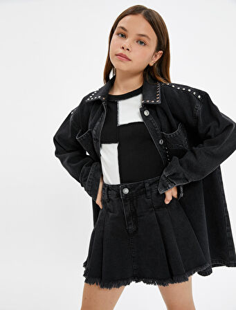 Kot Etek Pileli Mini Pamuklu