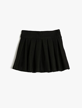 Etek Pileli Toka Detaylı Pamuklu 