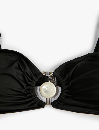 Bikini Üstü Metal Aksesuarlı Çıkarılabilir Askılı