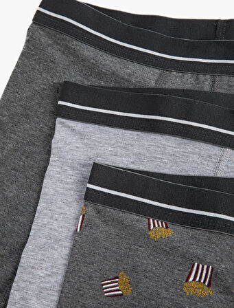 3'lü Boxer Seti Eğlence Baskı Detaylı Pamuklu