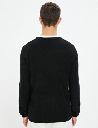 Triko Kazak Bisiklet Yaka Dokulu Uzun Kollu