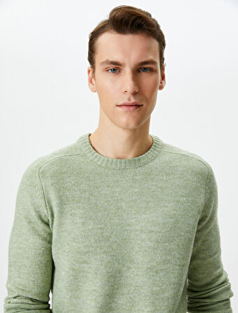 Triko Kazak Basic Bisiklet Yaka Slim Fit Dokulu