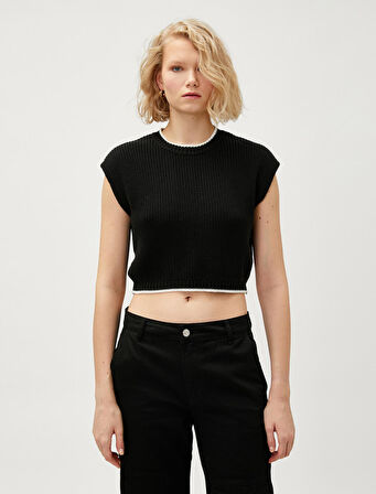 Crop Süveter Bisiklet Yaka