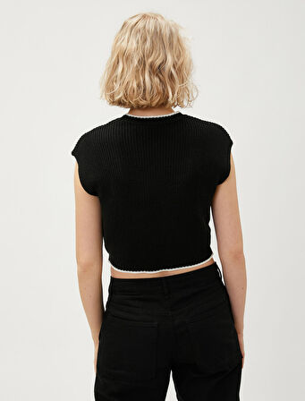 Crop Süveter Bisiklet Yaka