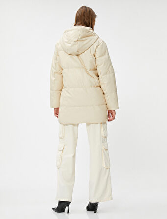 Şişme Mont Kapüşonlu Cepli Midi Boy