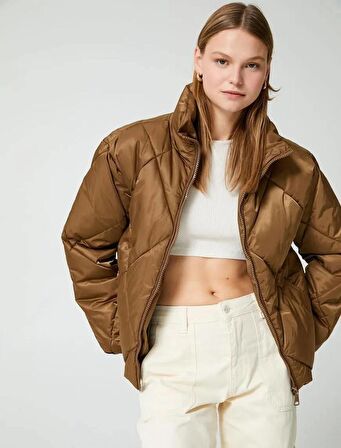 Koton 4WAK20125EW Koton Kadın Mont KAHVERENGİ