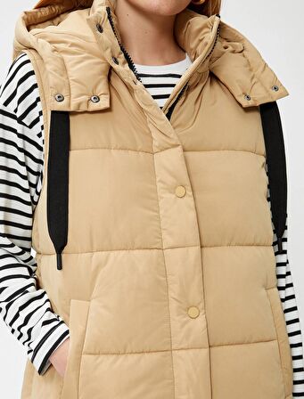 Koton Kadın Uzun Şişme Yelek Kapüşonlu Cepli 4WAK20131EW