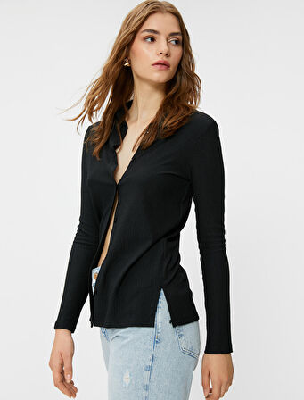 Dokulu Gömlek Uzun Kollu